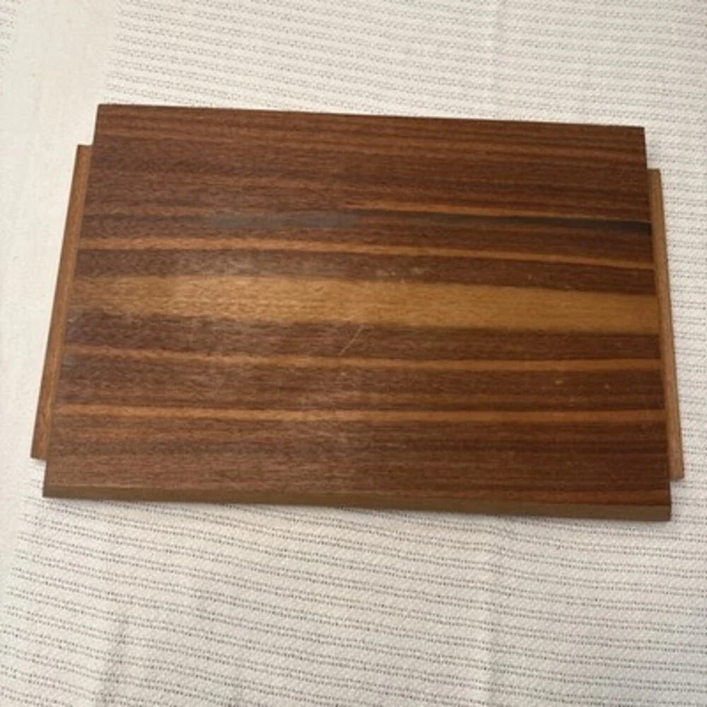Vintage Mahogany/Teak Wood Serving Tray 19 X 12 Geese Heart Inlayed
